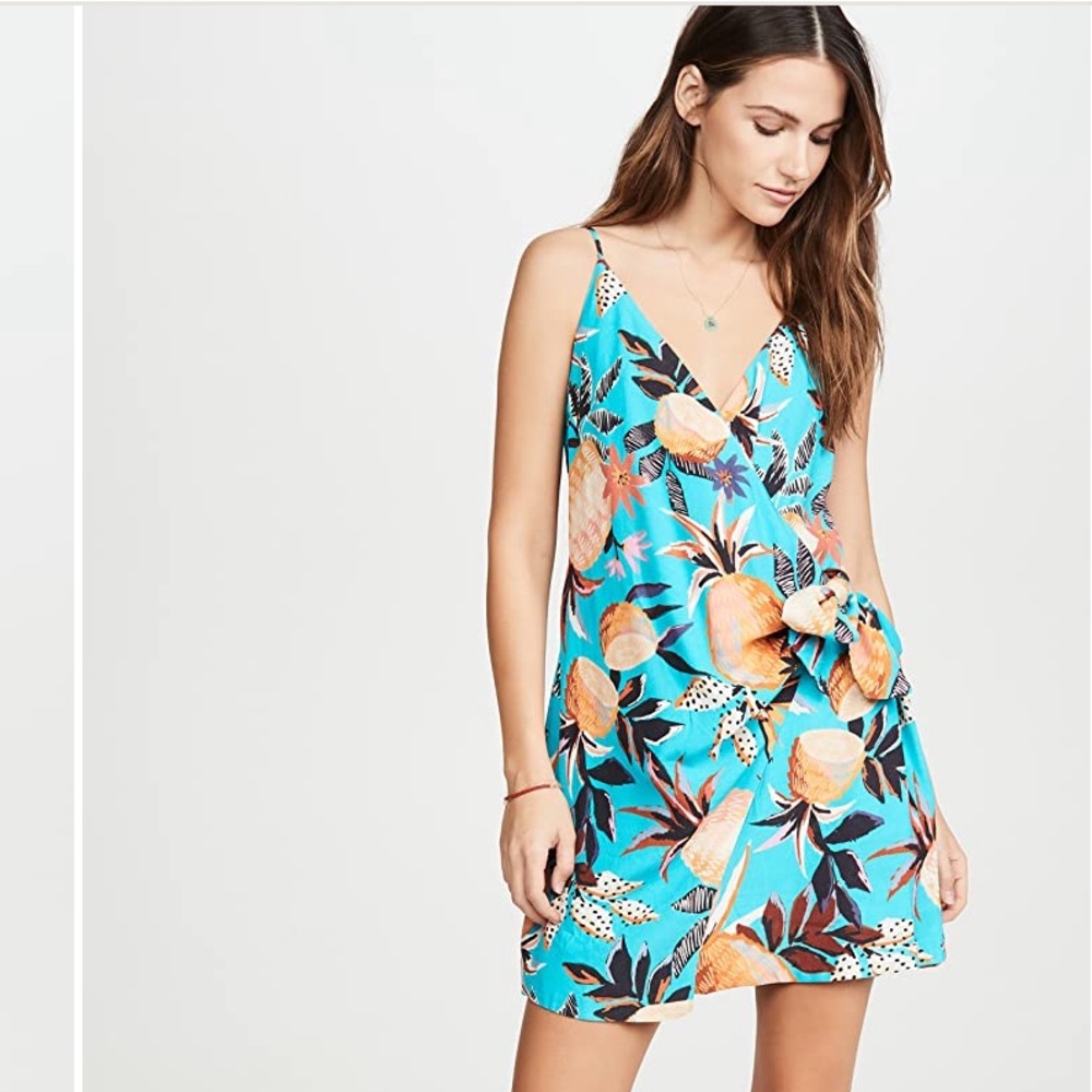 FARM Rio Pineapple Forest Mini Wrap Dress
